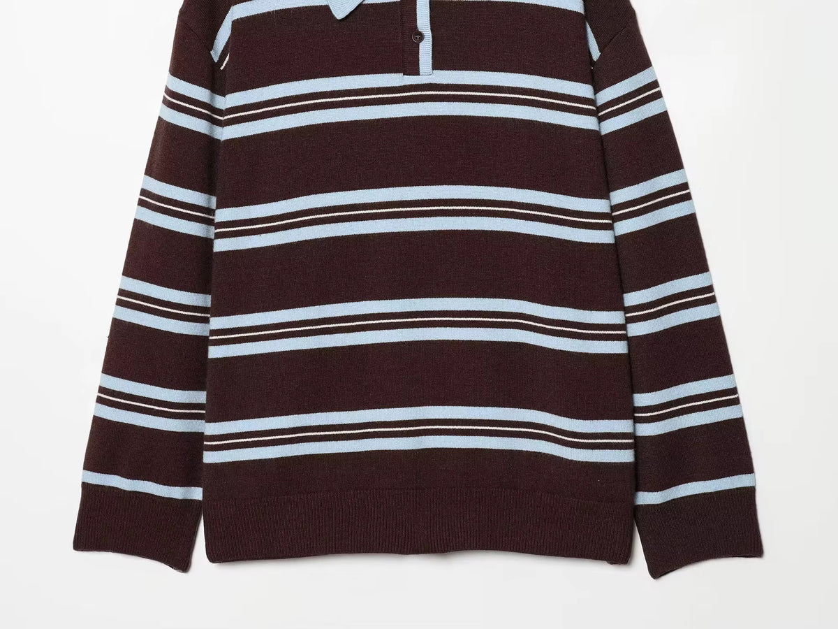 Retro Stripe Polo Sweater