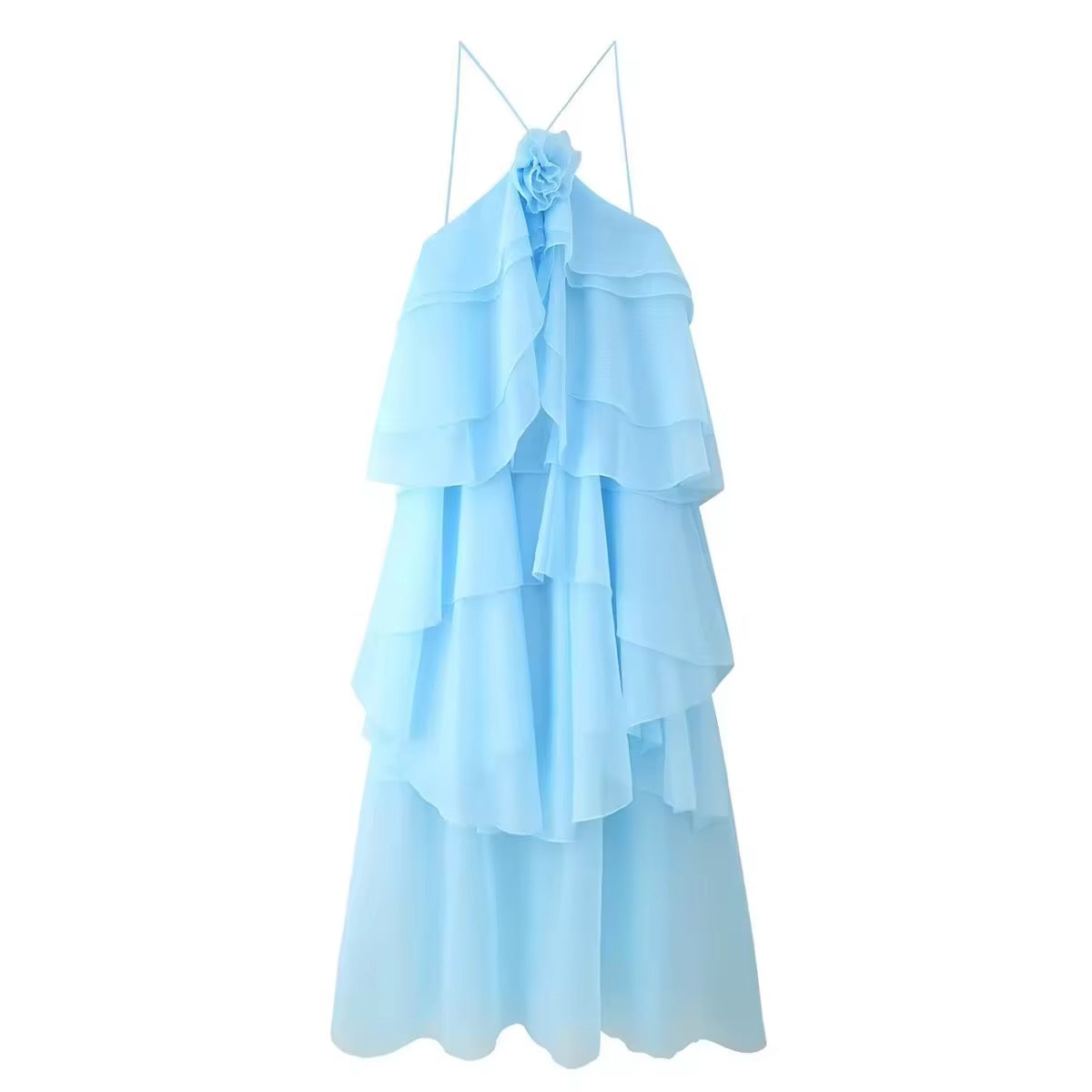 Vestido Largo  Flor 3D