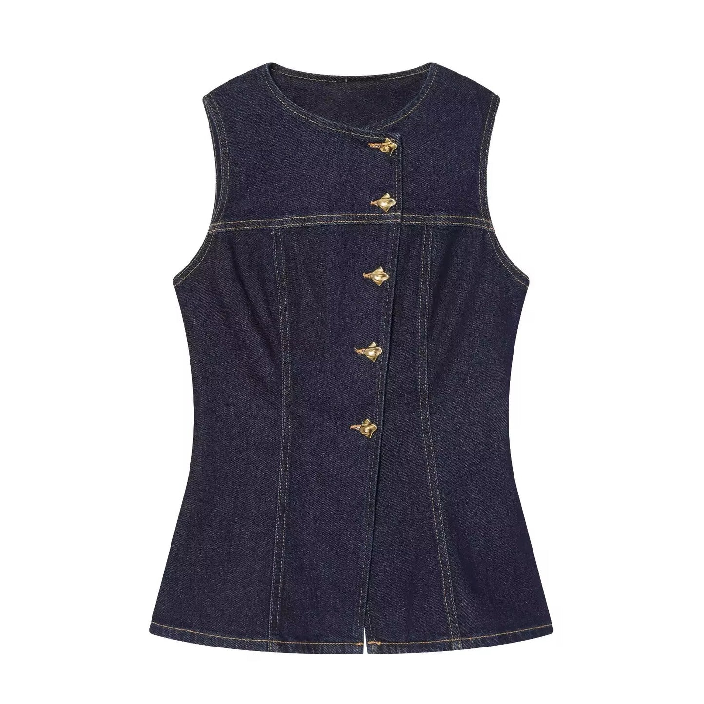 Sculpted Denim Vest