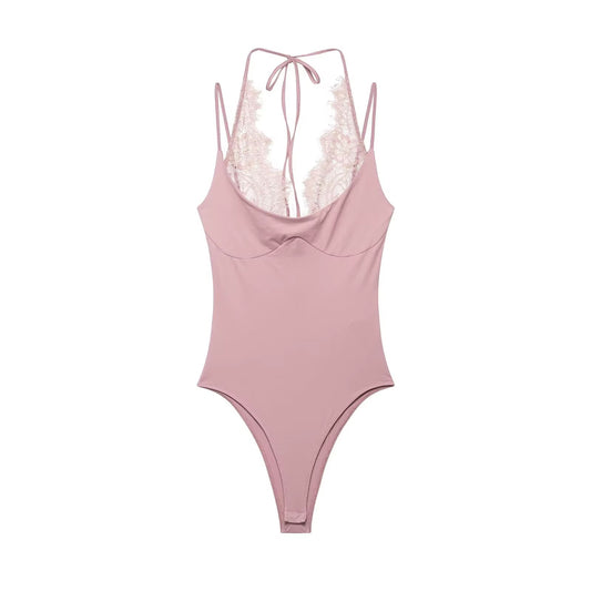 Blush Lace Halter Bodysuit