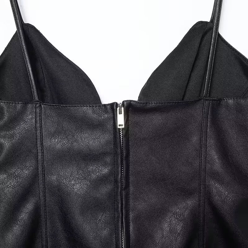 Bustier Piel Sintética Lace-up