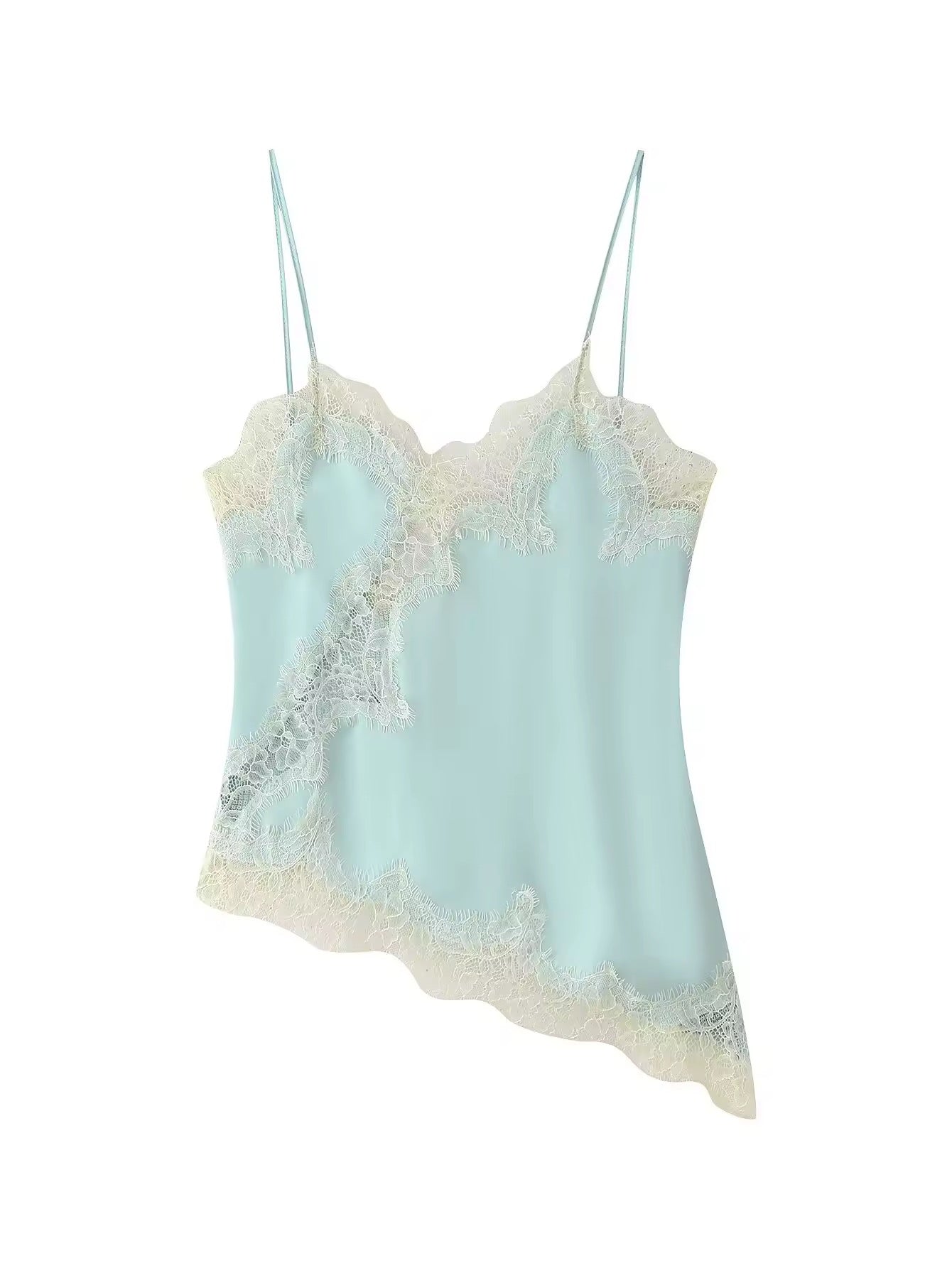 Top Lencero Asimétrico Puntilla Blue