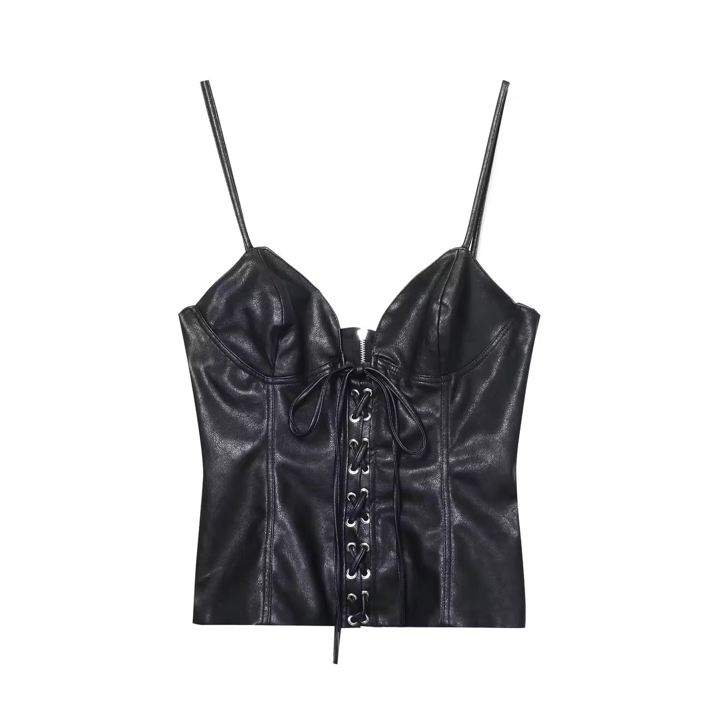 Bustier Piel Sintética Lace-up