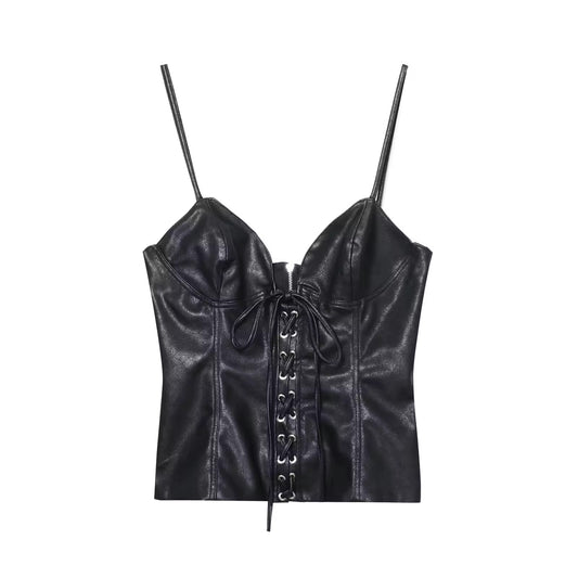 Bustier Piel Sintética Lace-up