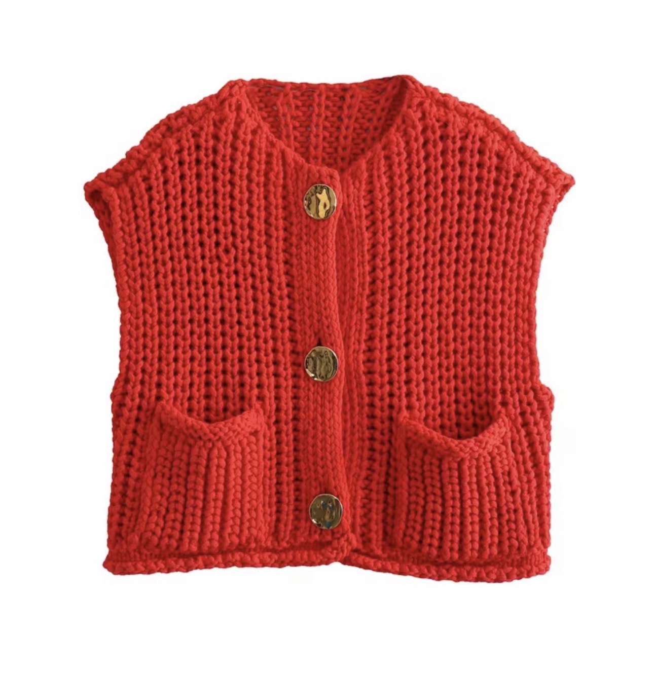 Chaleco Chunky Gold Button