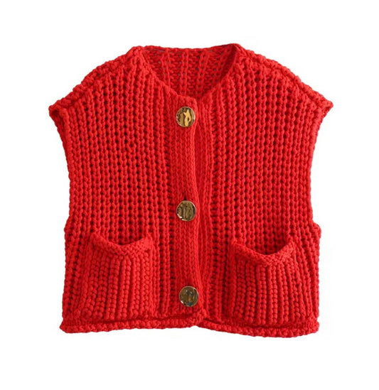 Chaleco Chunky Gold Button