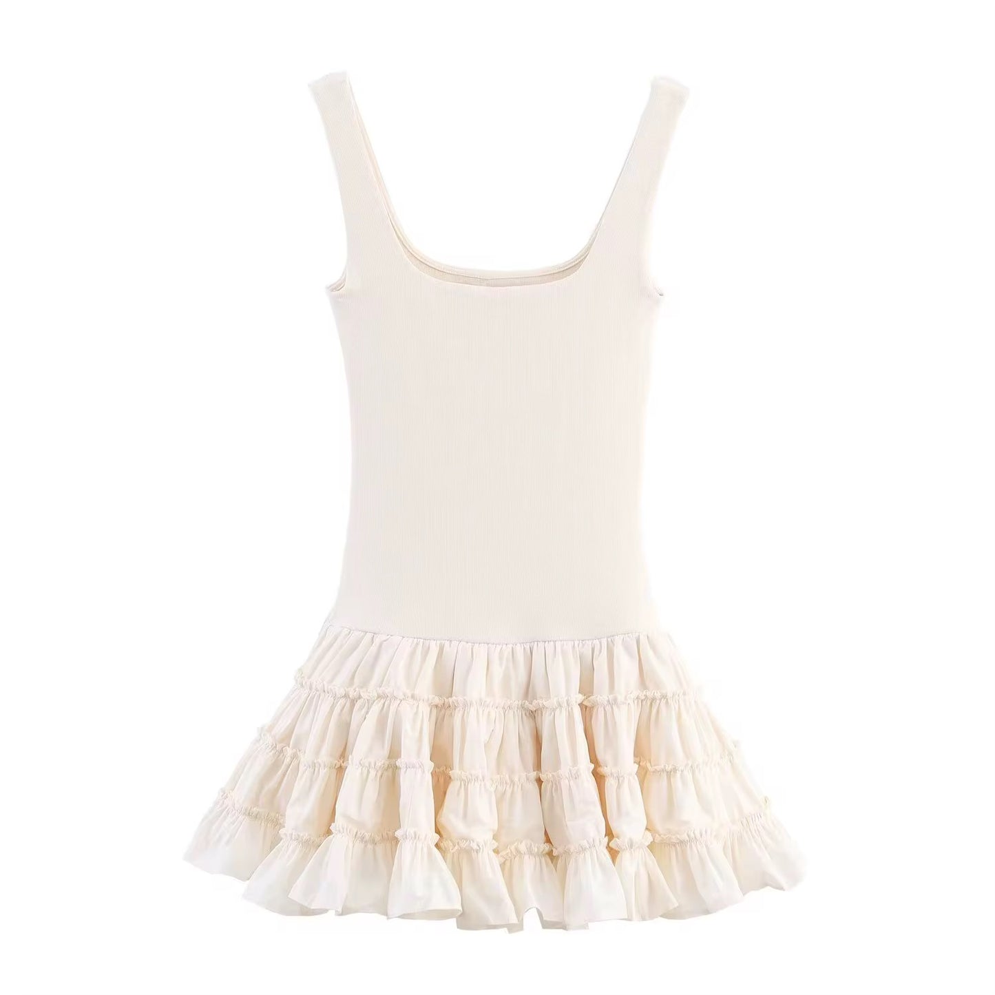 Vestido Corto Combinado con Falda Popelín