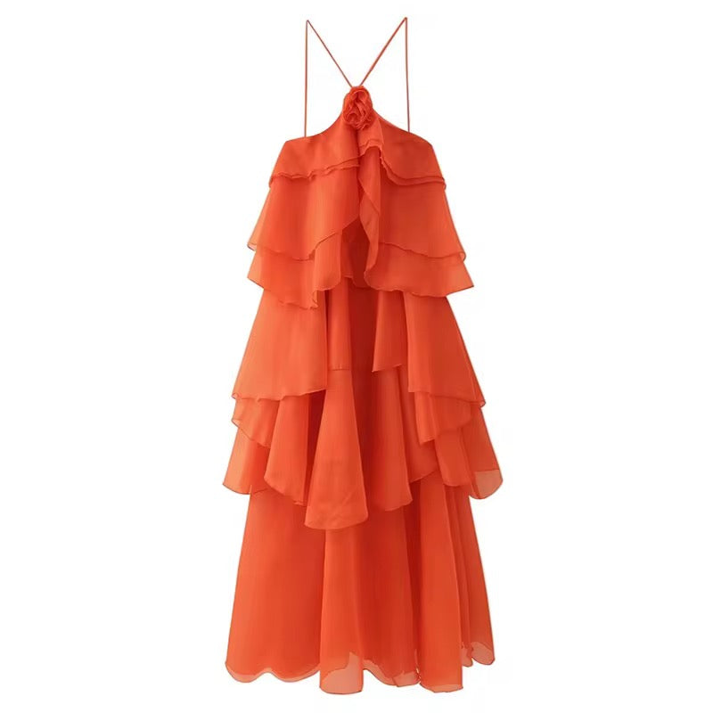 Vestido Largo  Flor 3D