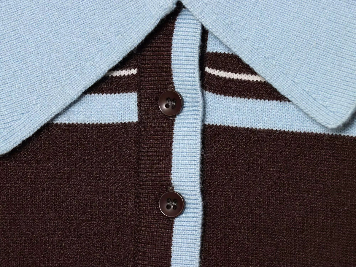 Retro Stripe Polo Sweater