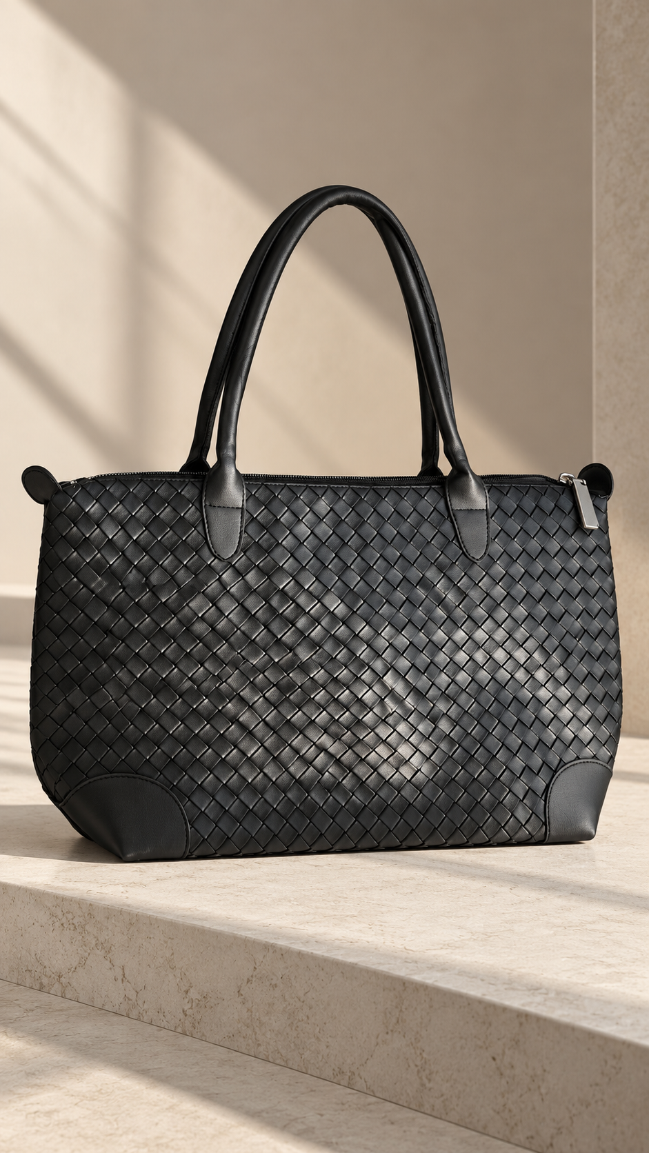 Voyage Noir — Tote de viaje trenzado