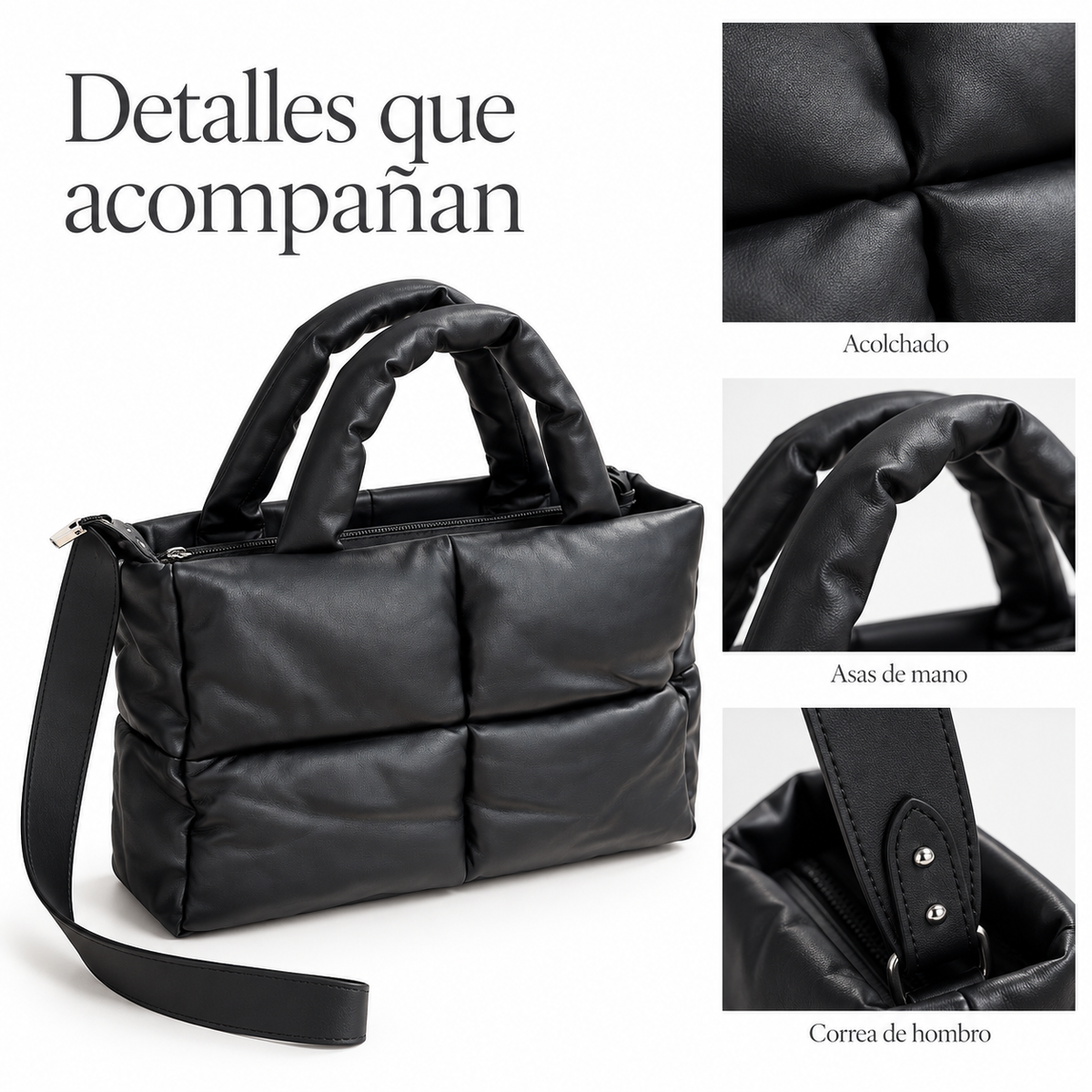 Forma Mini Tote — acolchado, asas y correa de hombro